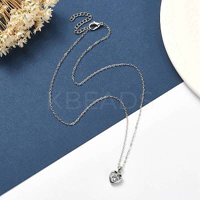 Crystal Rhinestone Heart Pendant Necklace with Cable Chains NJEW-FZ00017-1