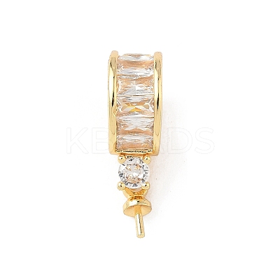 Brass Pave Cubic Zirconia Hoop Earring Findings KK-D369-02G-1