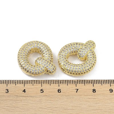 Brass Micro Pave Clear Cubic Zirconia Pendants KK-Z041-01G-Q-1