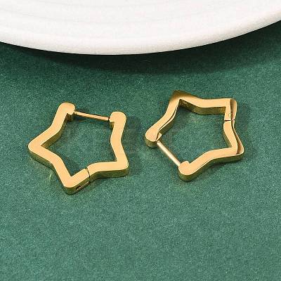 3304 Stainless Steel Star Hoop Earrings EJEW-P324-02G-1
