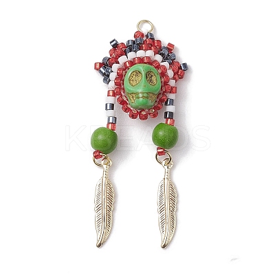 Seed Glass & Synthetic Turquoise Pendant PALLOY-MZ00243-02-1