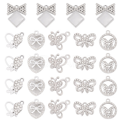 24Pcs 6 Styles Alloy Crystal Rhinestone Pendants FIND-TA0006-20P-1