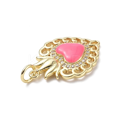 Eco-Friendly Rack Plating Brass Micro Pave Cubic Zirconia Pendants KK-F845-33G-04-1