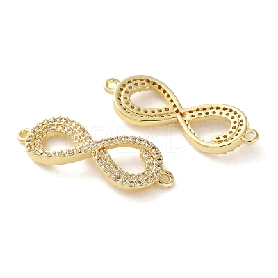 Rack Plating Brass Micro Pave Cubic Zirconia Infinity Connector Charms KK-C084-23D-G-1