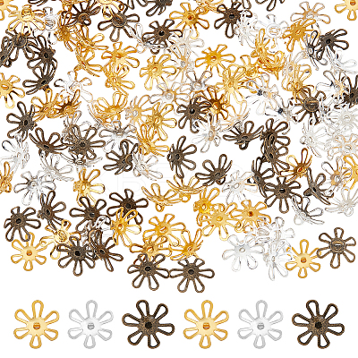 120Pcs 3 Colors Brass Bead Cap Pendant Bails KK-PH0004-86-1