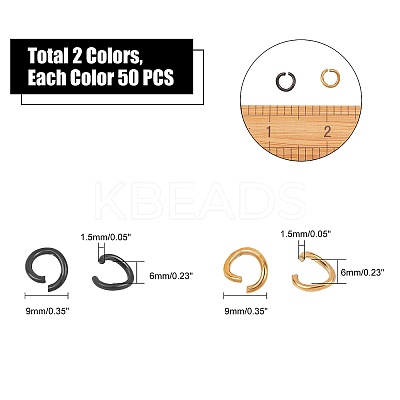 PVD Vacuum Plating 304 Stainless Steel Open Jump Rings STAS-UN0006-02-1