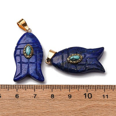 Natural Lapis Lazuli & Synthetic Turquoise Carved Pendants X-G-Z084-01G-09-1