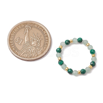 Natural Green Aventurine Beaded Stretch Rings RJEW-JR00867-03-1