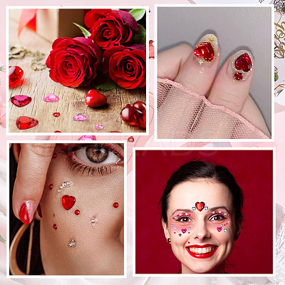 16Pcs 16 Styles Face Heart Acrylic Rhinestone Stickers AJEW-SP0001-94-1