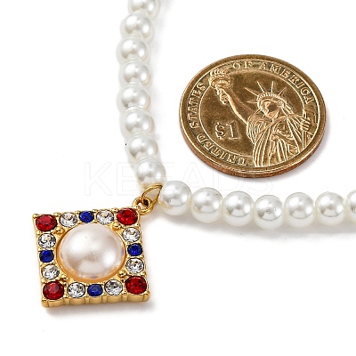 PVD Vacuum Plating 304 Stainless Steel Colorful Cubic Zirconia Rhombus Pendant Necklaces STAS-Z114-23G-1