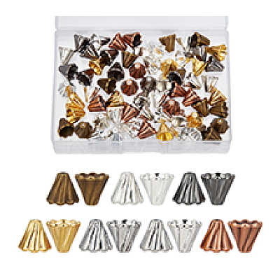 70Pcs 7 Colors Tibetan Style Bead Caps TIBE-PH0002-32-1