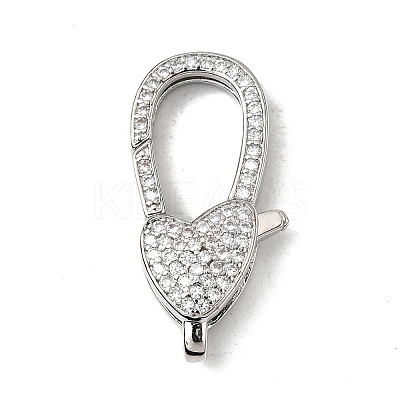 Brass Clear Cubic Zirconia Lobster Claw Clasps KK-Z078-46B-P-1
