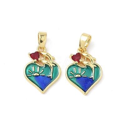 Brass Micro Pave Cubic Zirconia with Enamel Pendants KK-Z134-03G-01-1