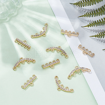 10Pcs 2 Styles Brass Micro Pave Cubic Zirconia Chandelier Component Links FIND-AR0005-59-1