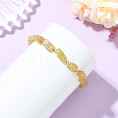 Raw Rough Natural Yellow Apatite Beaded Stretch Bracelets for Women BJEW-JB14431-1