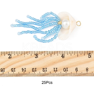 Natural Shell & Glass Pearl Big Pendants PALLOY-FS00032-1