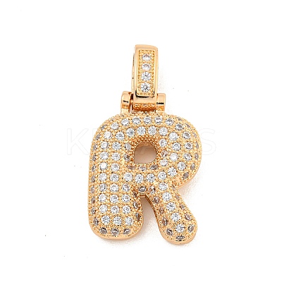 Brass Micro Pave Clear Cubic Zirconia Pendants KK-B099-01G-R-1