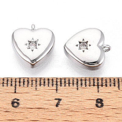 Brass Micro Pave Clear Cubic Zirconia Charms KK-N267-14P-1