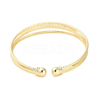 Brass Micro Pave Clear Cubic Zirconia 3-Line Open Cuff Bangles for Women BJEW-M312-06G-1