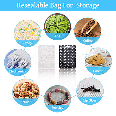 20Pcs 2 Colors Rectangle Laser Star Plastic Yin-yang Zip Top Gift Bags OPP-TA0001-13-1