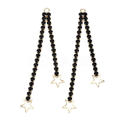 Brass Pave Rhinestone Chain with Star Big Pendants KK-N216-421-02LG-1