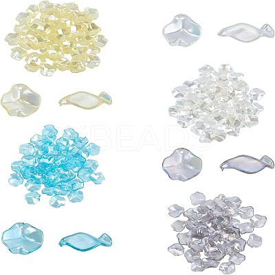 200Pcs 4 Colors Transparent Acrylic Pendants MACR-FH0001-03-1