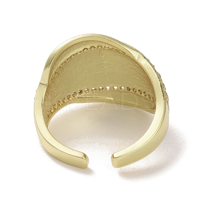 Brass Micro Pave Cubic Zirconia Open Cuff Ring RJEW-K256-50G-1