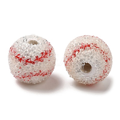 Spray Painted Wood European Beads with Rhinestone RESI-C038-03B-1