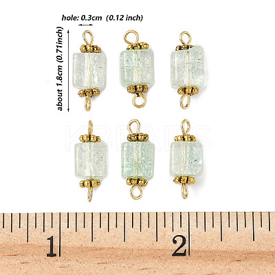 10Pcs Transparent Crackled Glass Cube Connector Charms PALLOY-JF03945-1