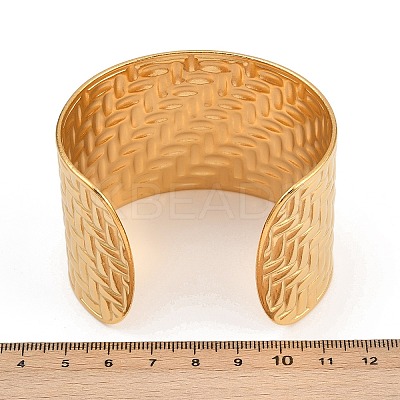 Braided 304 Stainless Steel Cuff Bangles for Women BJEW-P362-04G-1