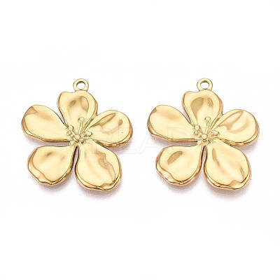 304 Stainless Steel Flower Pendants X-STAS-T067-30G-1