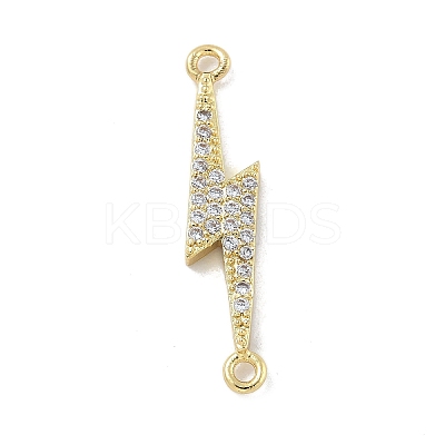 Rack Plating Brass Micro Pave Clear Cubic Zirconia Lightning Bolt Connector Charms KK-A234-067G-1