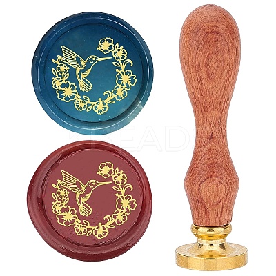 Brass Wax Seal Stamp with Wood Handle AJEW-WH0412-0037-1