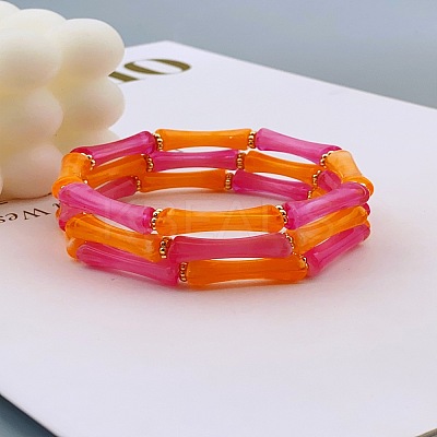 Acrylic Bamboo Joint Beaded Bracelets for Women FS-WG26A21-05-1