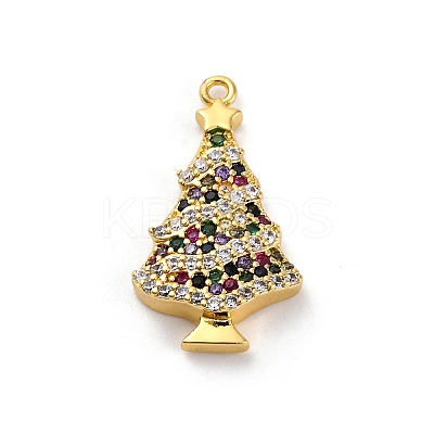 Christmas Series Brass Micro Pave Cubic Zirconia Pendants KK-Q010-01G-05-1