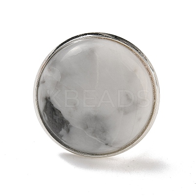 Natural Howlite Round Adjustable Rings RJEW-K371-09S-17-1