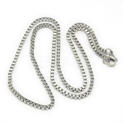 Tarnish Resistant Trendy Unisex 201 Stainless Steel Box Chain Necklaces NJEW-L043C-48P-1