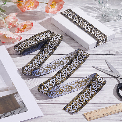 1 Bundle Ethnic Style Polyester Jacquard Floral Ribbon OCOR-LP0001-04-1