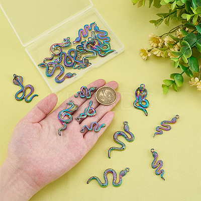 4 Bags 2 Styles Rainbow Color Alloy Pendants FIND-ME0001-85-1