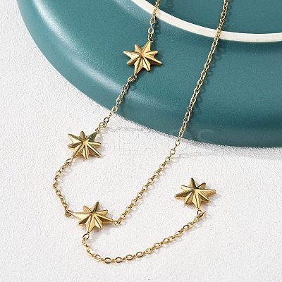 304 Stainless Steel Star Pendant Y Necklaces for Women LS-NJEW-Q026-01G-1
