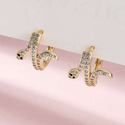 Brass Cubic Zirconia Hoop Earrings EJEW-Q014-39G-1