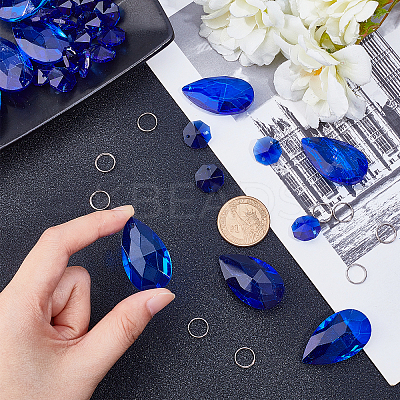 DIY Shining Faceted Pendant Making Kits DIY-GF0003-25F-1