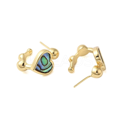 Shell Heart Stud Earrings EJEW-K287-01G-14-1