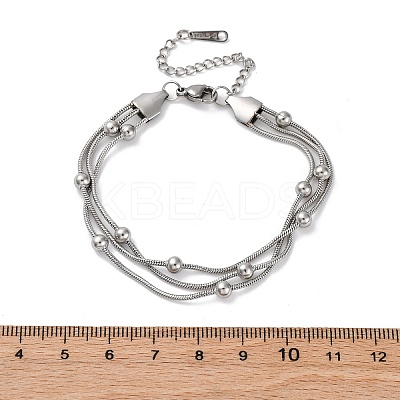 Stainless Steel Multi-strand Ball Bracelets BJEW-L687-01P-1
