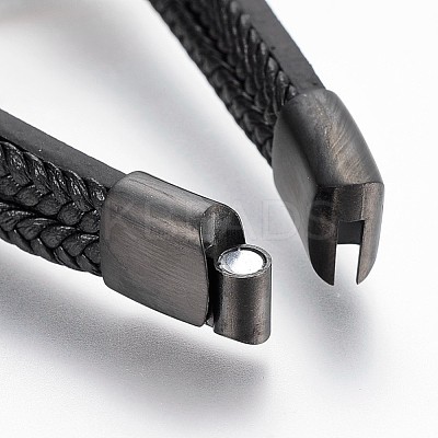 Braided Microfiber PU Leather Cord Multi-strand Bracelets BJEW-K206-H-01B-1