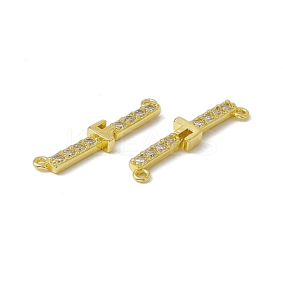 Rack Plating Brass Micro Pave Clear Cubic Zirconia Connector Charms KK-C007-37G-F-1