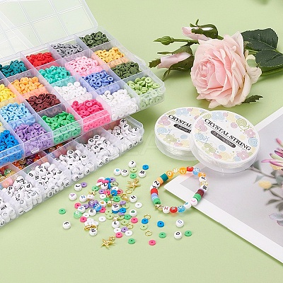 DIY Terracotta and Alphabet Beads Jewelry Making DIY-YW0002-59-1