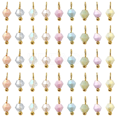 100Pcs 10 Colors Glass Pendants PALLOY-YW00100-1
