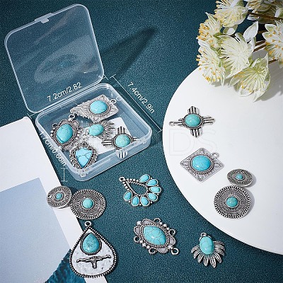 16Pcs 8 Styles Synthetic Turquoise Pendants FIND-SC0003-47-1