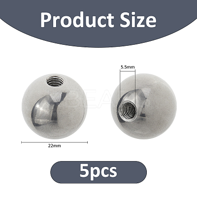 5Pcs 304 Stainless Steel Round Cord End Caps STAS-FH0002-40A-1